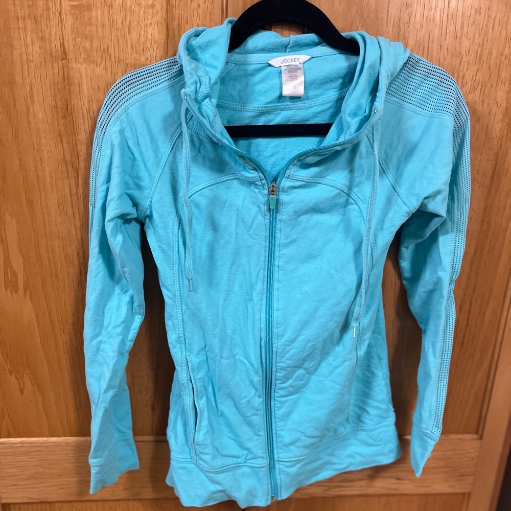 Jocky ladies hooded jacket teal zip up size small